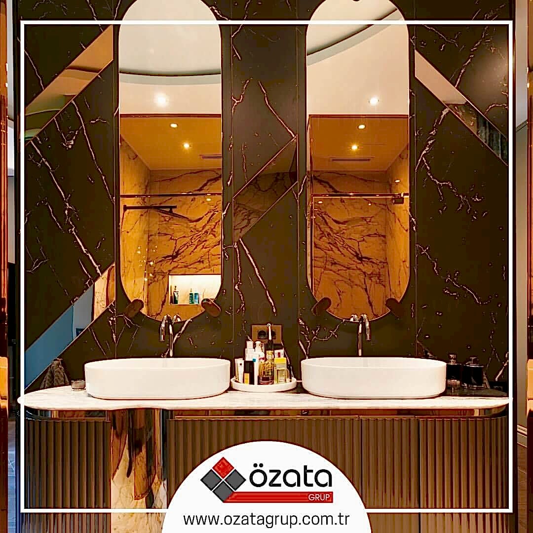 Neolith'in Doğaltaş serisinin en gözde renklerinden olan ve İspanyol mermerinden feyz alan Nero Marquina Silk